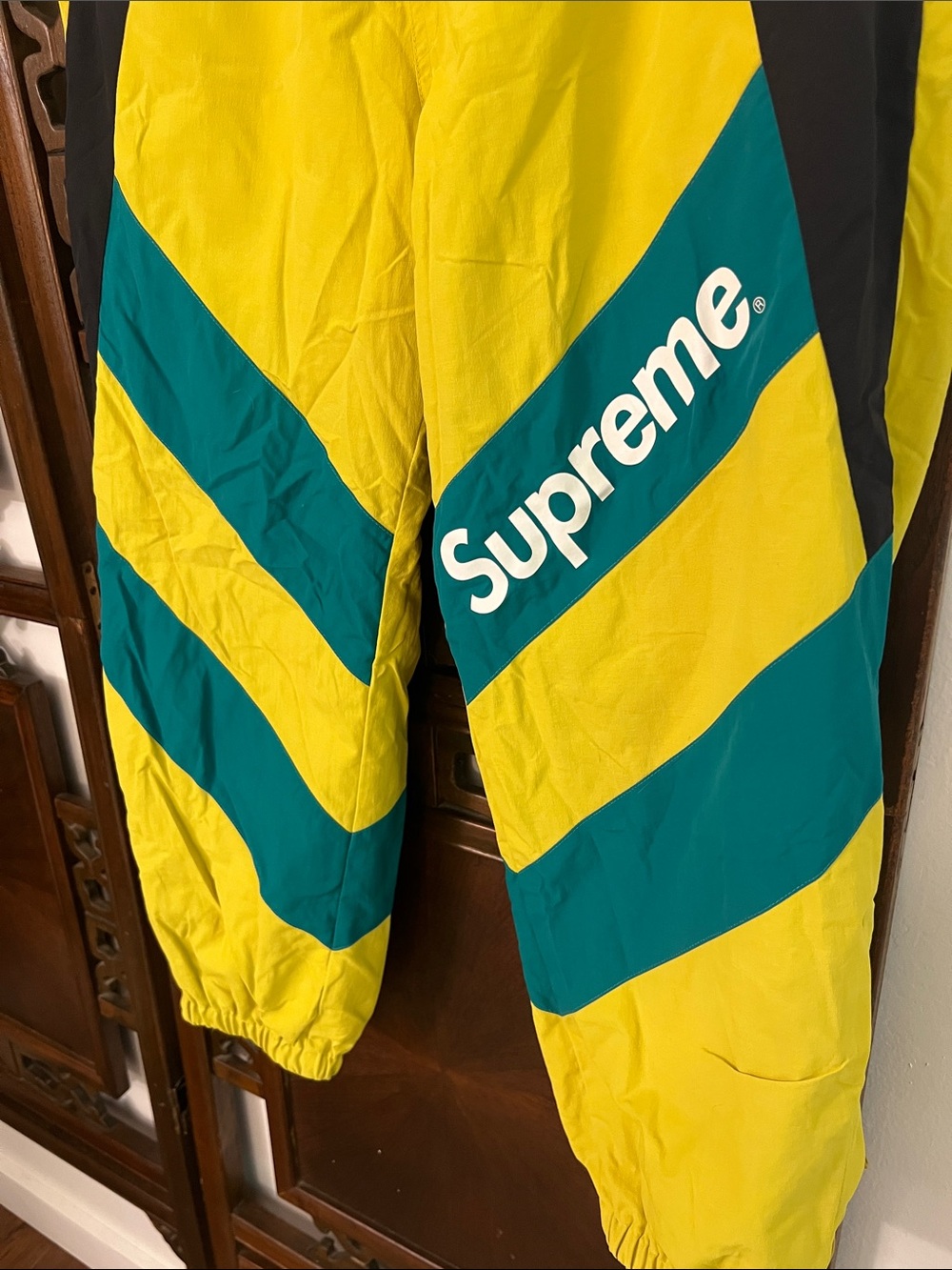 Supreme Yellow and Teal Chevron Track Pants - Picture 4 of 5